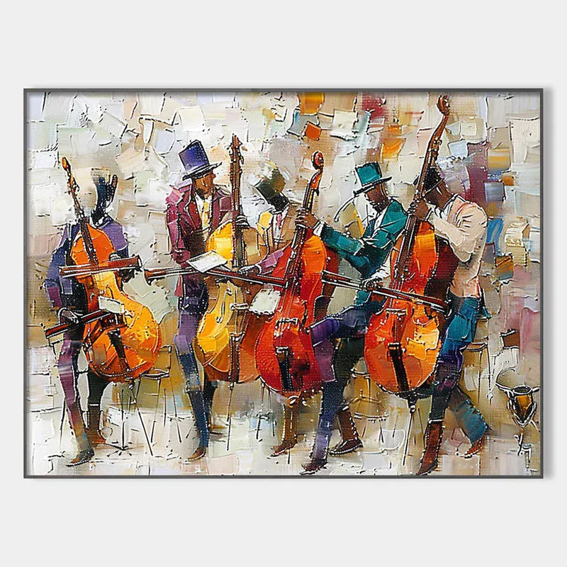 Cellos in Harmony – Textured Musicians Canvas Art#AB0519010