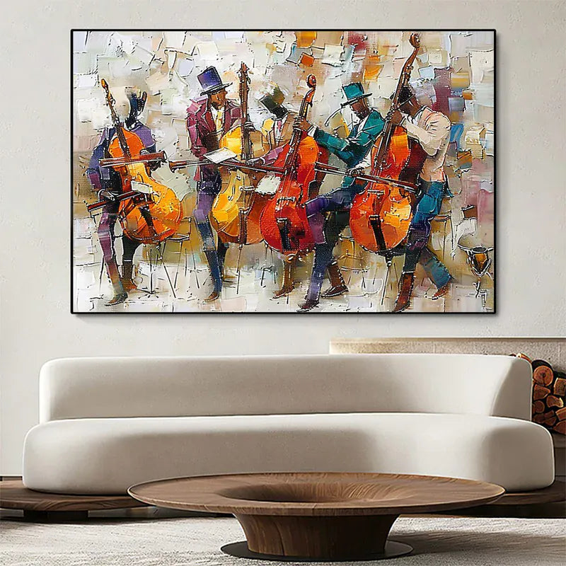 Cellos in Harmony – Textured Musicians Canvas Art#AB0519010