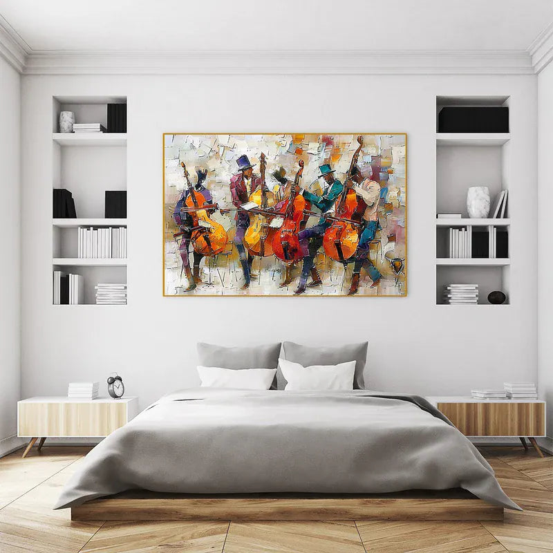Cellos in Harmony – Textured Musicians Canvas Art#AB0519010