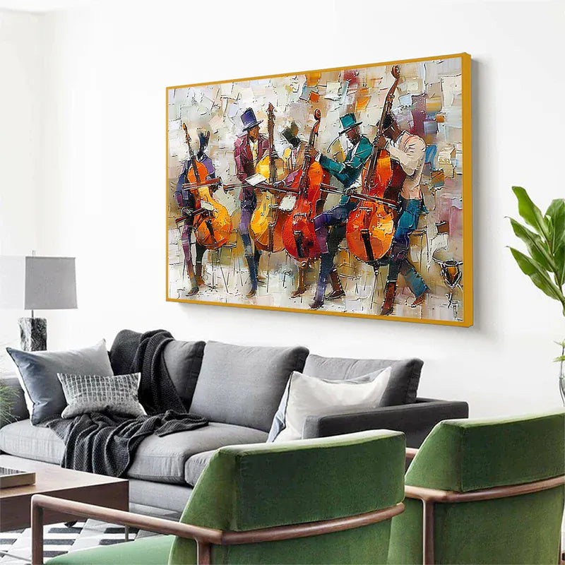 Cellos in Harmony – Textured Musicians Canvas Art#AB0519010