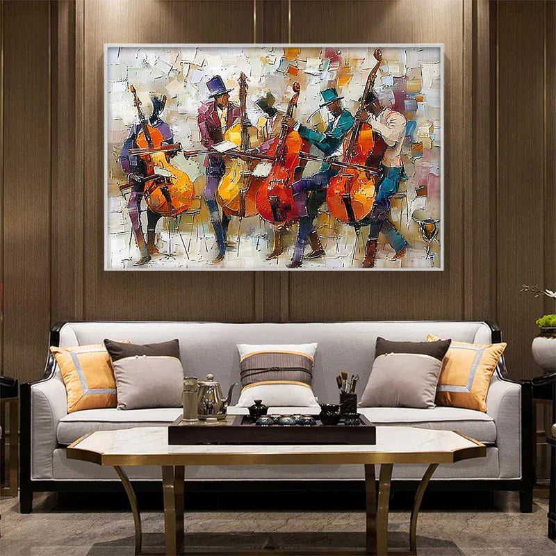 Cellos in Harmony – Textured Musicians Canvas Art#AB0519010