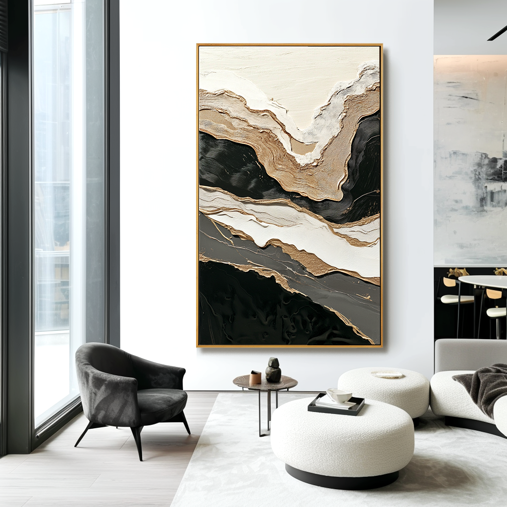 Layered Horizon Large Textured Abstract Oil Painting#AB14212