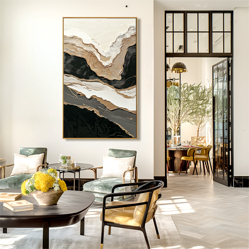 Layered Horizon Large Textured Abstract Oil Painting#AB14212