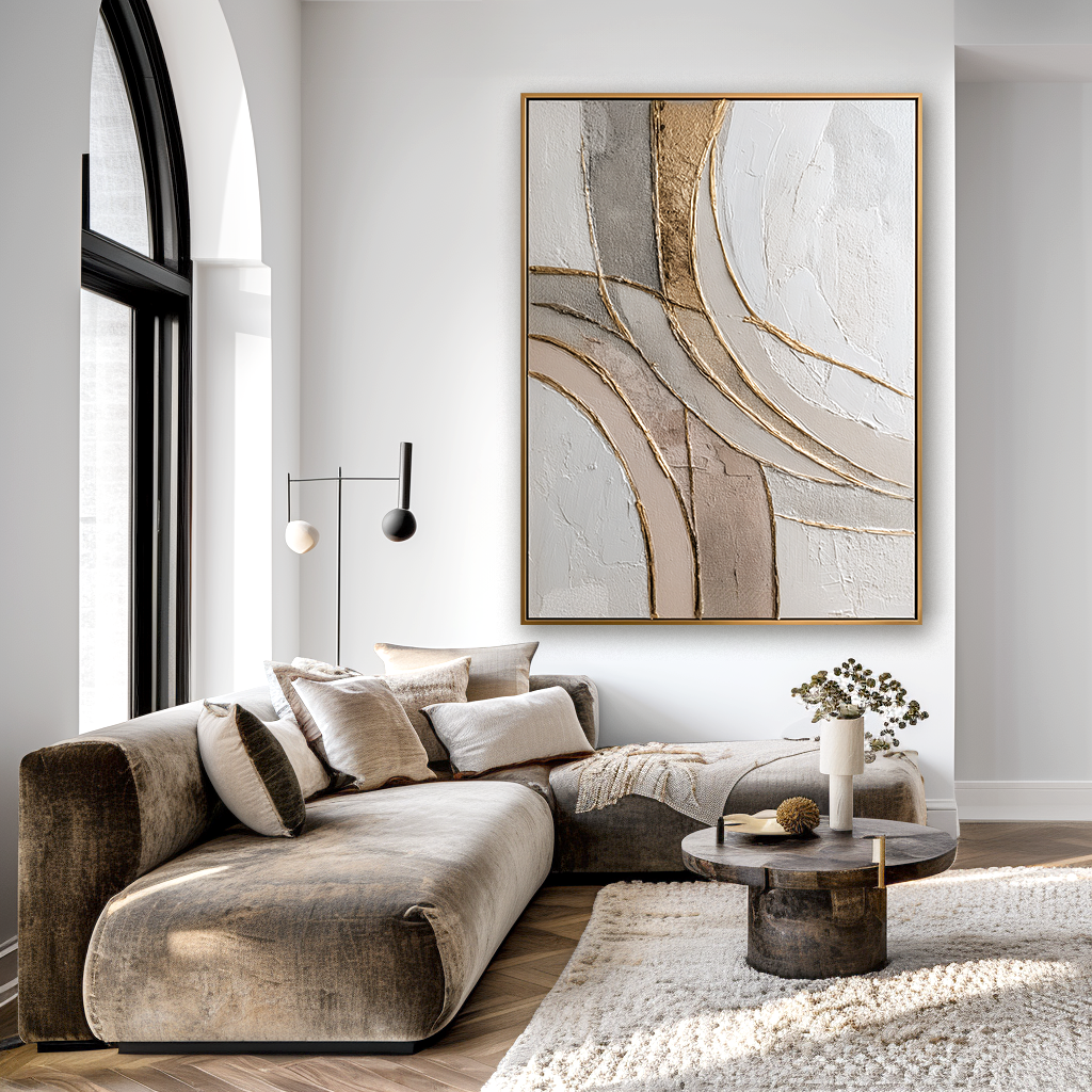 Gentle Alignment Large Textured Abstract Oil Painting#AB14215