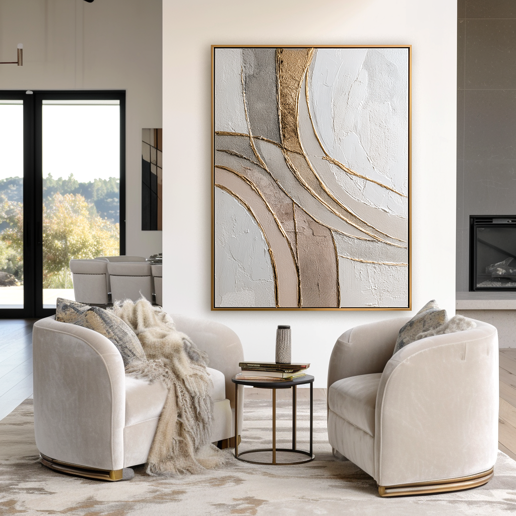 Gentle Alignment Large Textured Abstract Oil Painting#AB14215