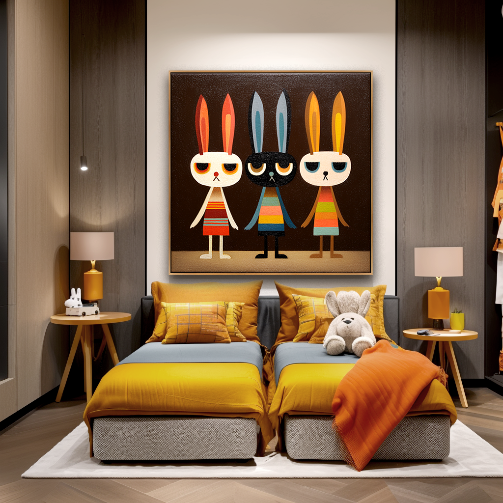 Quiet Trio – Hand-Painted Textured Figurative Wall Art#AB14169