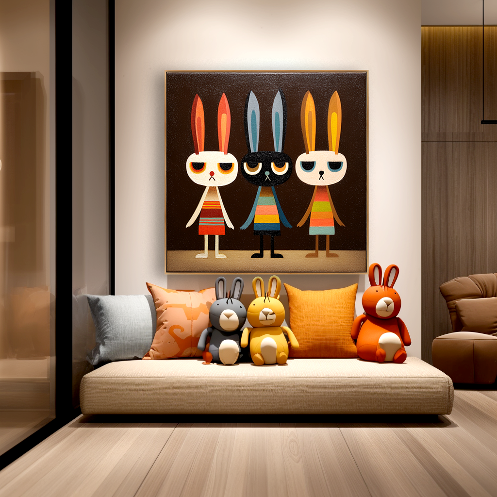 Quiet Trio – Hand-Painted Textured Figurative Wall Art#AB14169