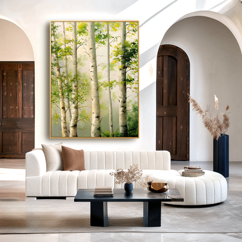 Whispering Birches Large Hand-Painted Birch Forest Oil Painting#AB14217