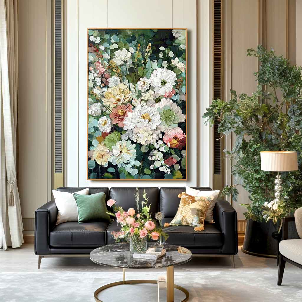 Abundant Garden - Modern Interior Decoration Hand-Painted Floral Texture 3D Wall Art#AB14165