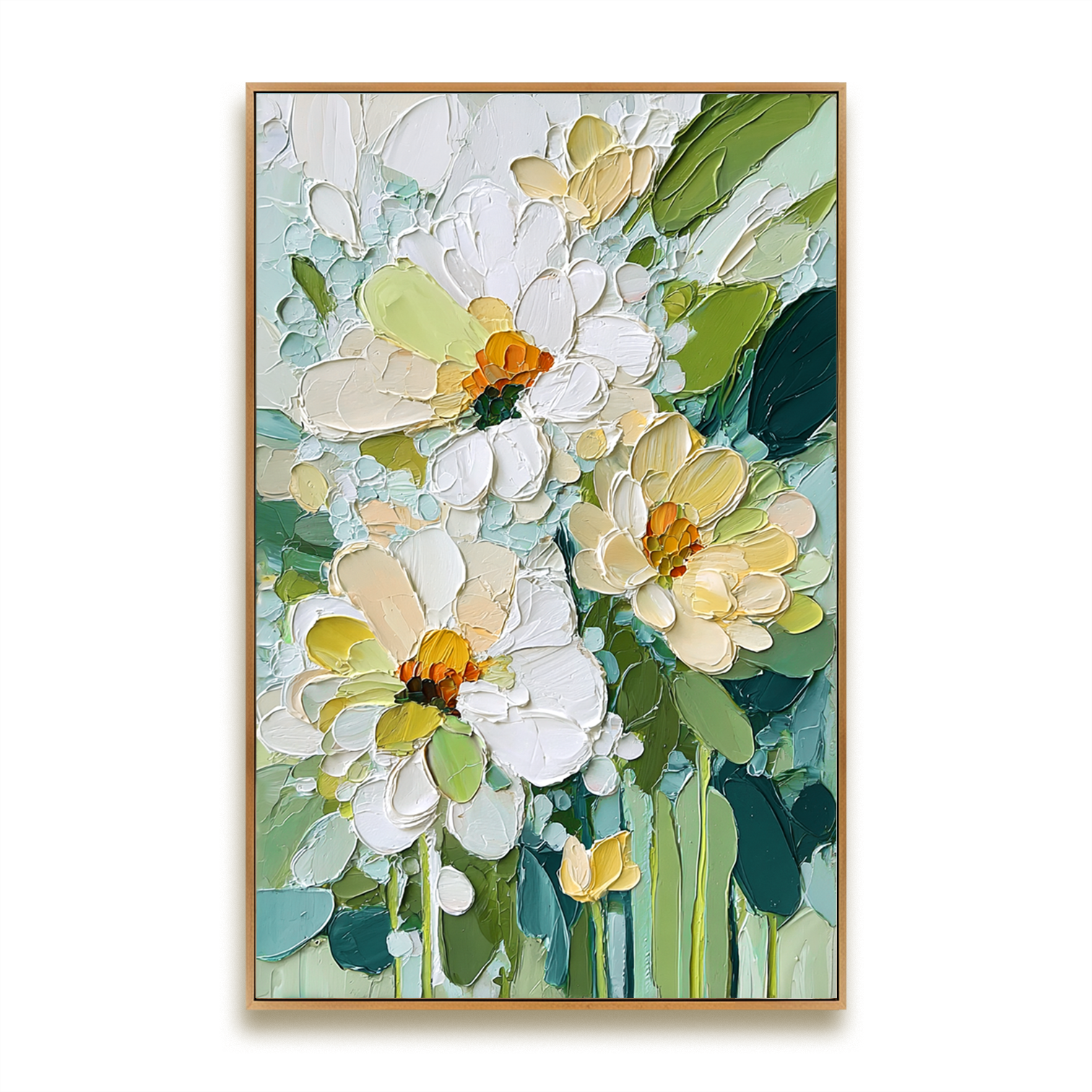 Spring Whisper Blooms Large Hand-Painted Textured Floral Oil Painting#AB14218
