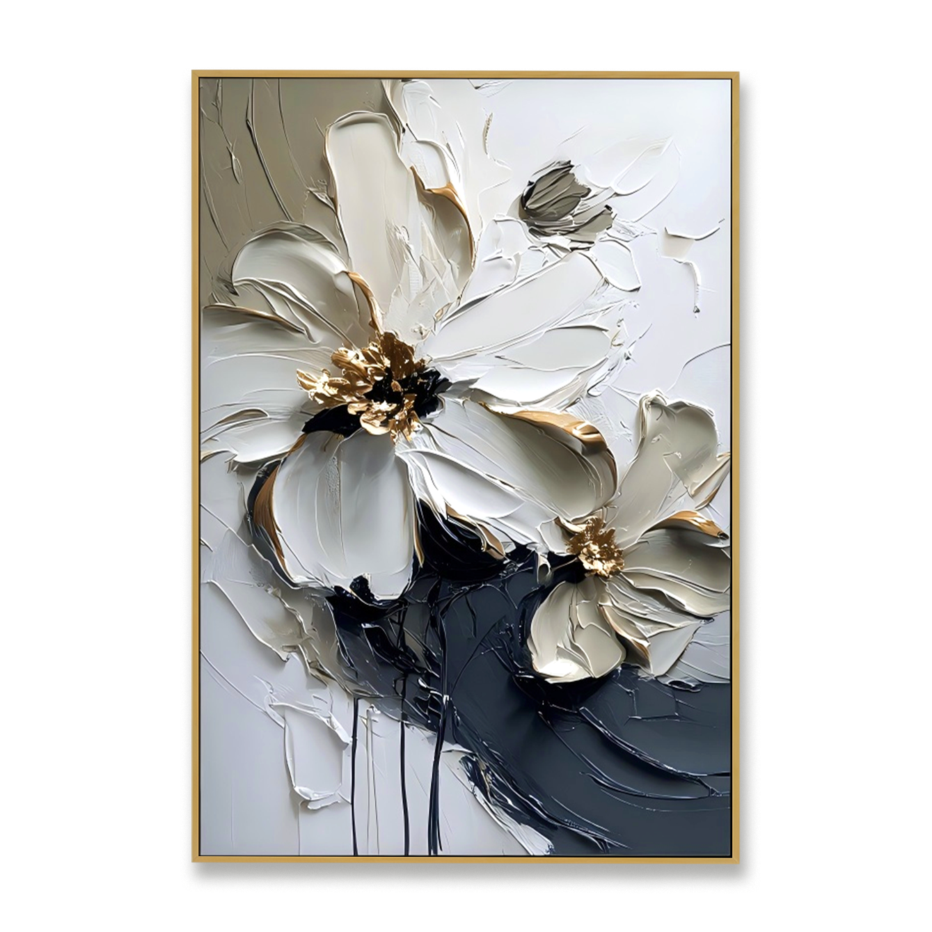 Silent Bloom Large Hand-Painted Textured Abstract Floral Oil Painting#AB14222