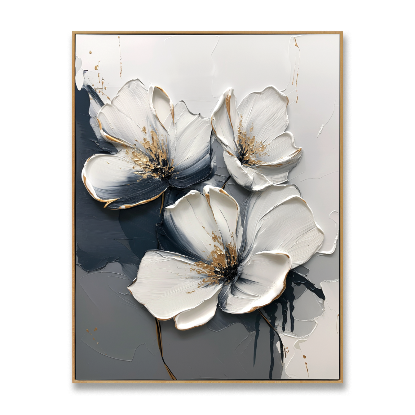 Still Grace Large Hand-Painted Textured Abstract Floral Oil Painting#AB14223