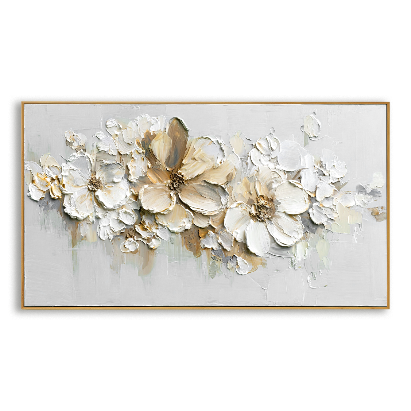 Gentle Continuum Large Hand-Painted Textured Abstract Floral Oil Painting#AB14226