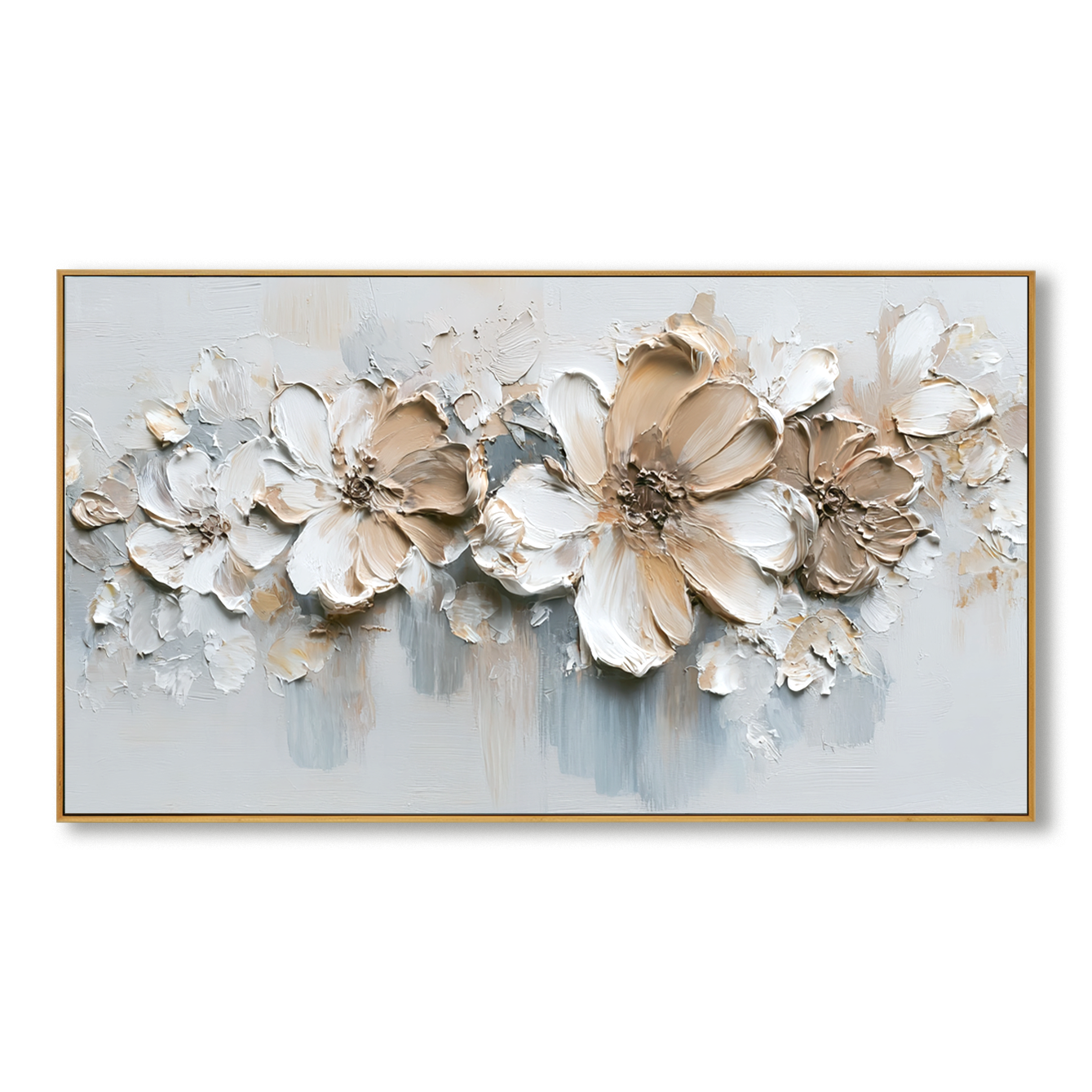 Quiet Bloom Interval Large Hand-Painted Textured Abstract Floral Oil Painting#AB14227