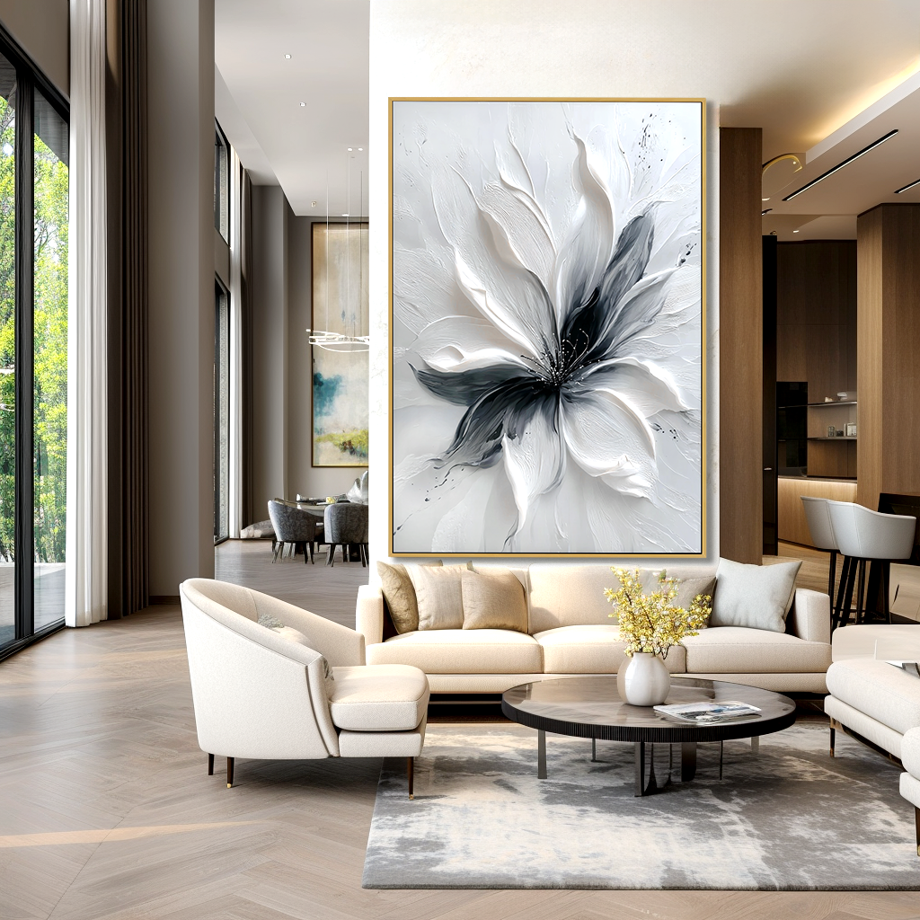 Quiet Tension – Hand-Painted Abstract Textured Floral Oil Painting#AB14241