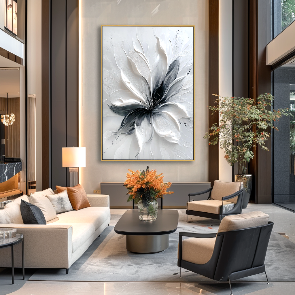 Quiet Tension – Hand-Painted Abstract Textured Floral Oil Painting#AB14241