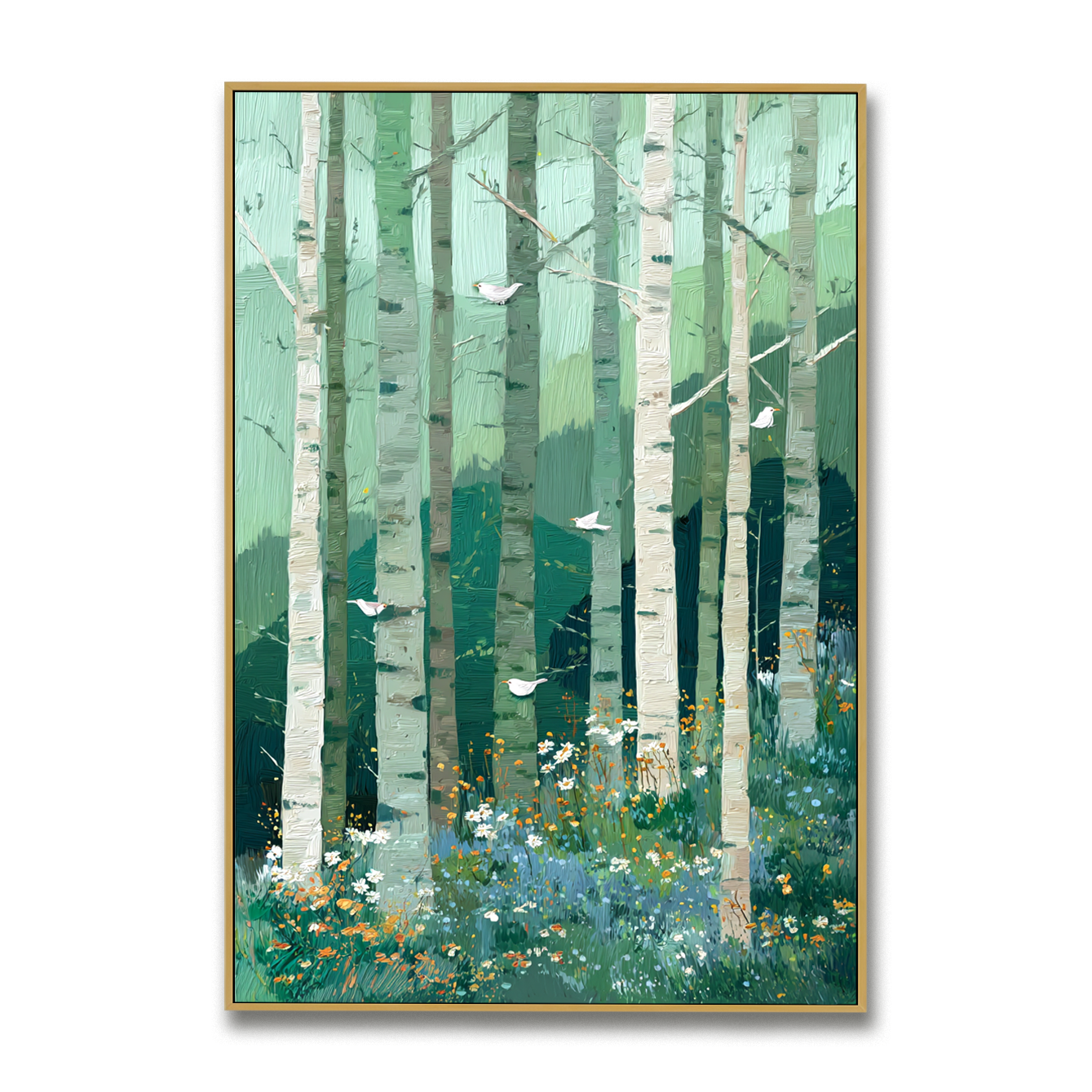 Quiet Canopy – Hand-Painted Abstract Textured Forest Oil Painting#AB14245