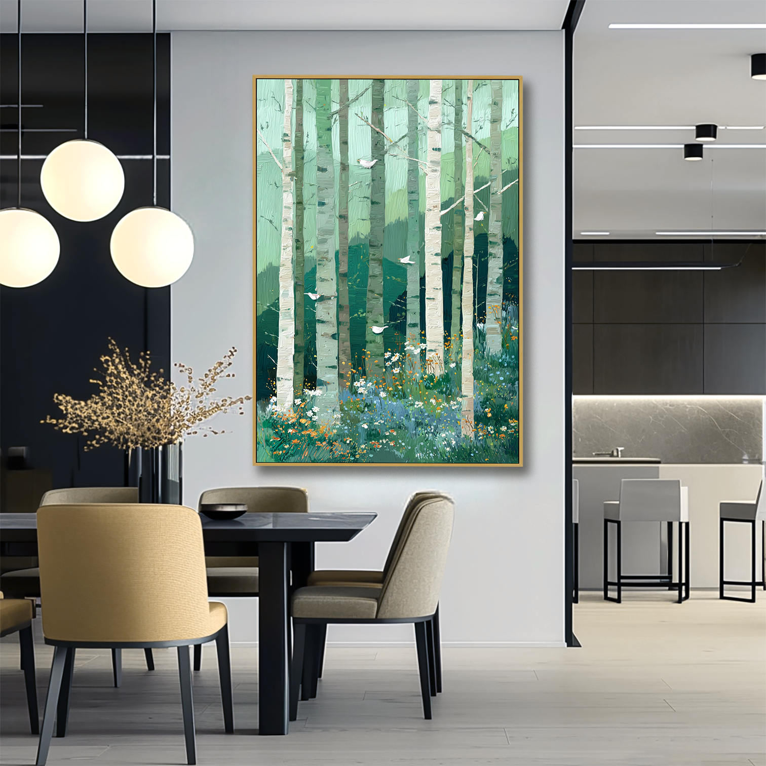 Quiet Canopy – Hand-Painted Abstract Textured Forest Oil Painting#AB14245