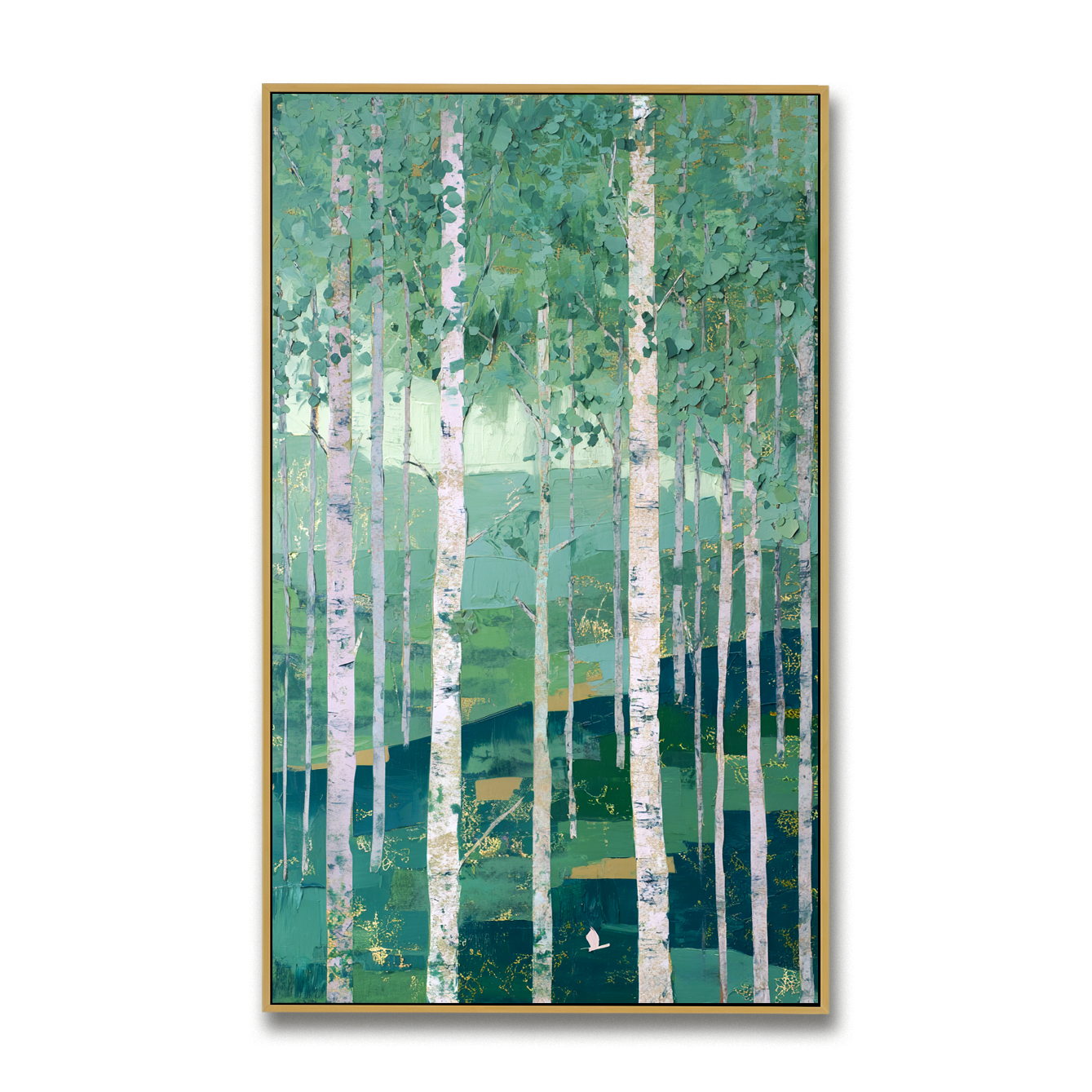 Vertical Silence – Hand-Painted Abstract Textured Forest Oil Painting#AB14246