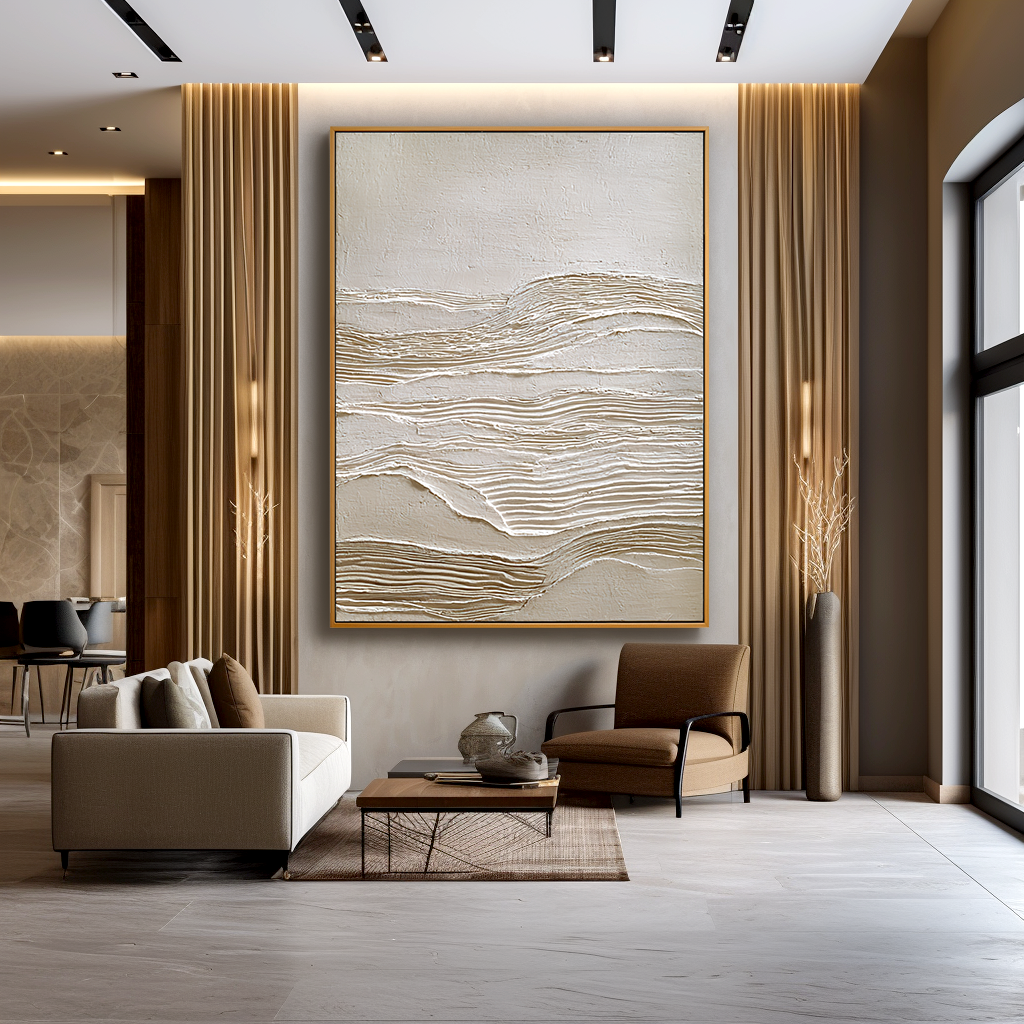 Quiet Strata Textured Abstract Canvas Wall Art#AB14254