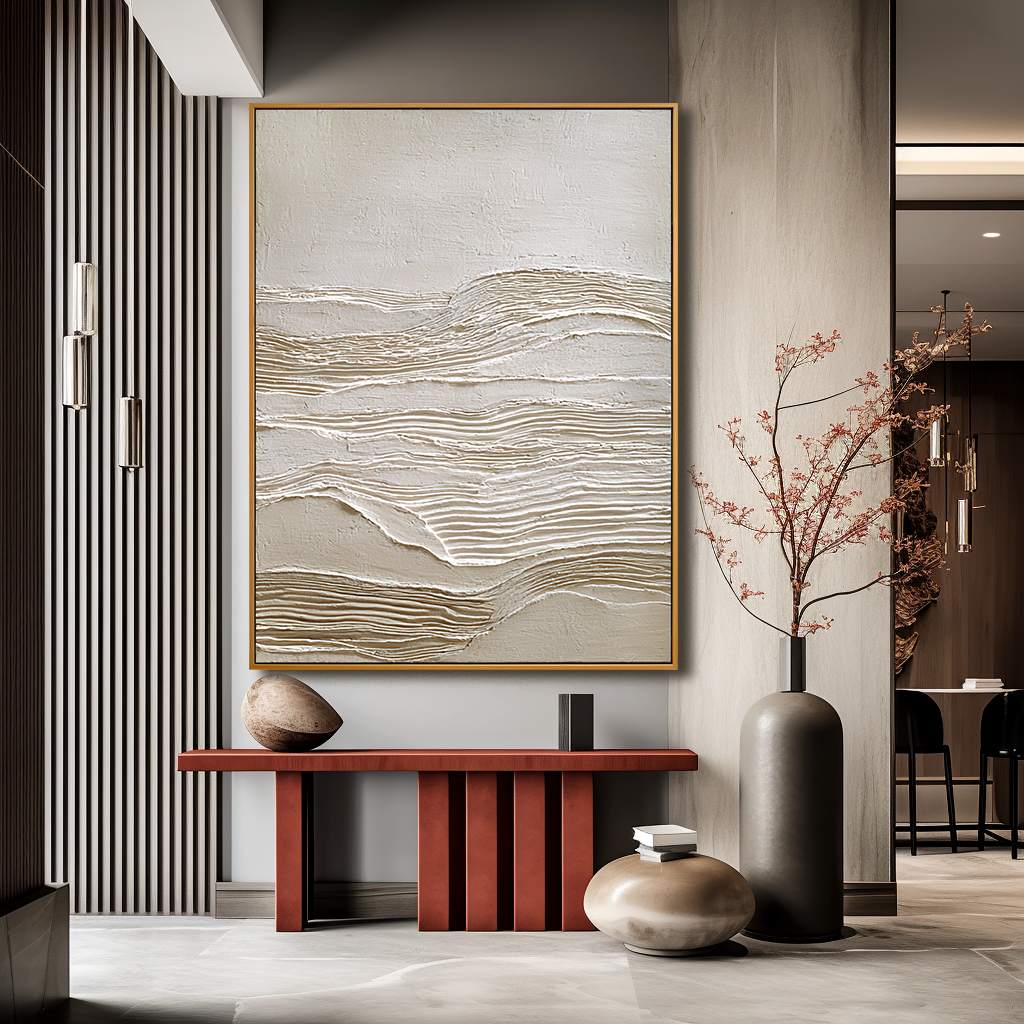 Quiet Strata Textured Abstract Canvas Wall Art#AB14254