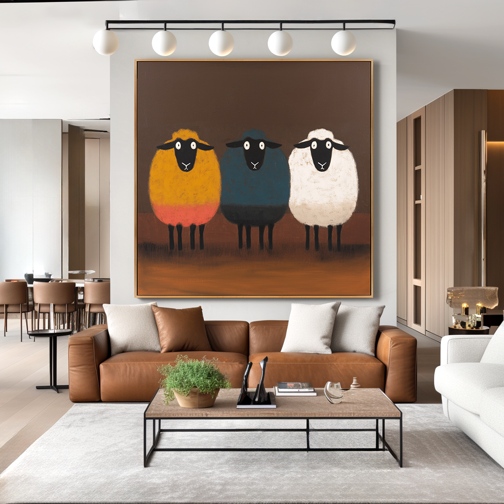 Still Companions – Hand-Painted Textured Figurative Wall Art#AB14170