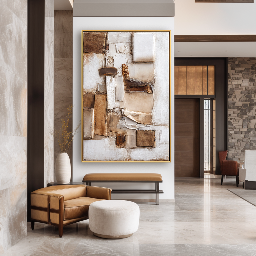 Fragmented Balance Textured Abstract Canvas Wall Art#AB14257