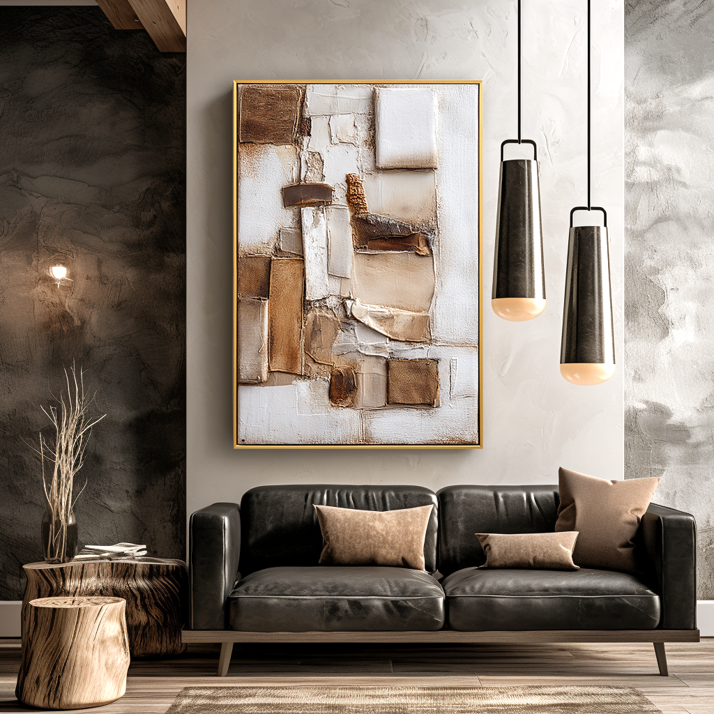 Fragmented Balance Textured Abstract Canvas Wall Art#AB14257