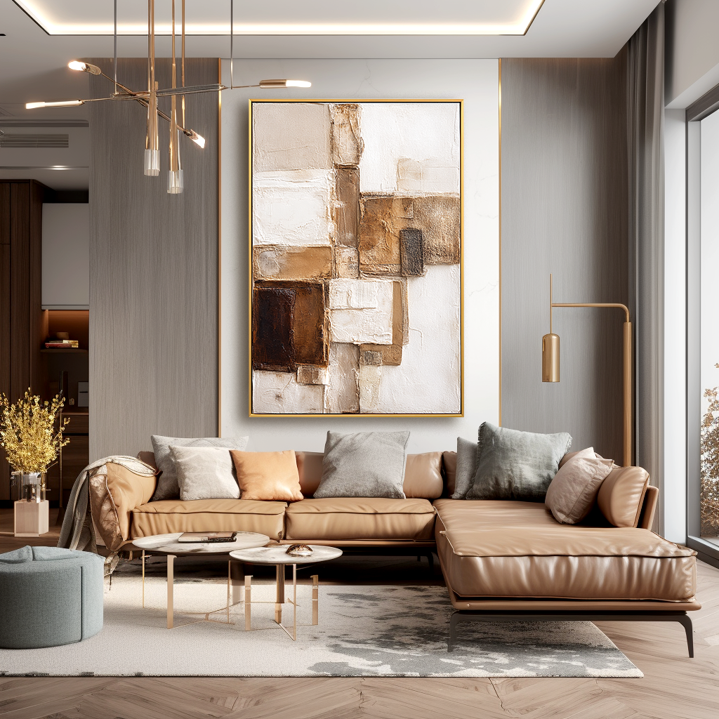 Measured Ground Textured Abstract Canvas Wall Art#AB14258