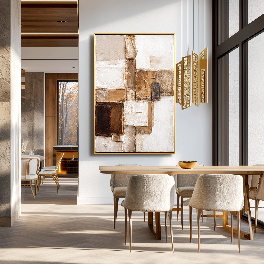 Measured Ground Textured Abstract Canvas Wall Art#AB14258