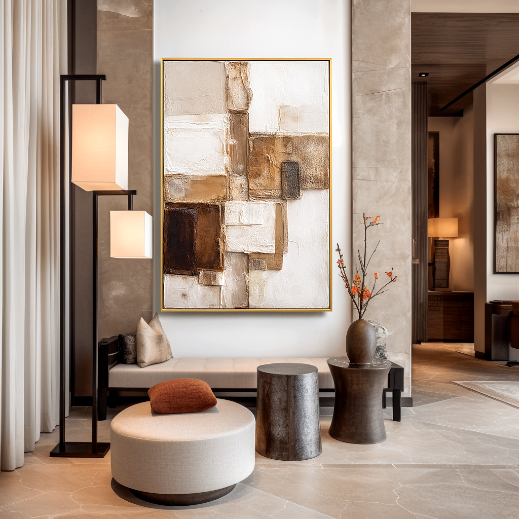 Measured Ground Textured Abstract Canvas Wall Art#AB14258