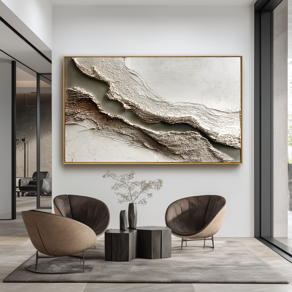 Eroded Line Textured Abstract Canvas Wall Art#AB14259
