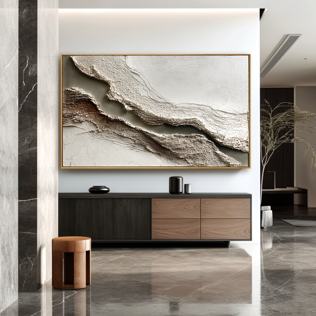 Eroded Line Textured Abstract Canvas Wall Art#AB14259