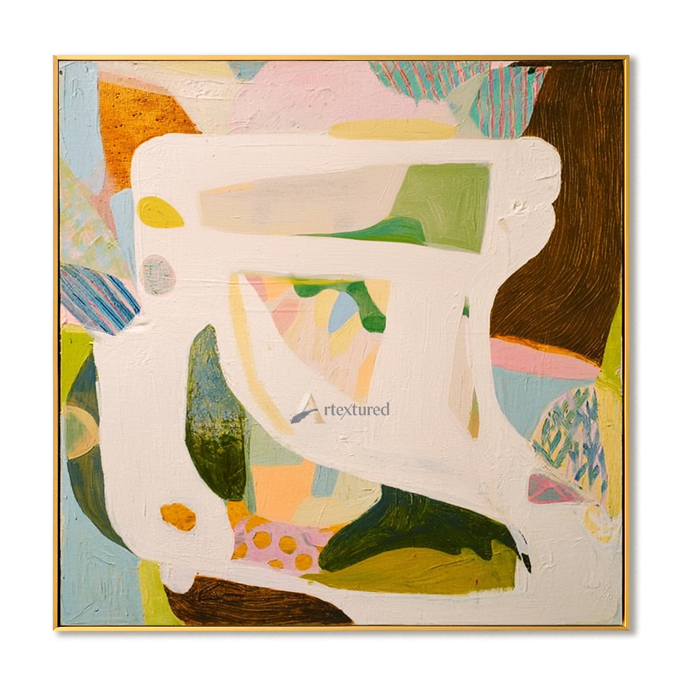 Colorful Abstract Wall Art with Soft Pastel Shapes#CI260434