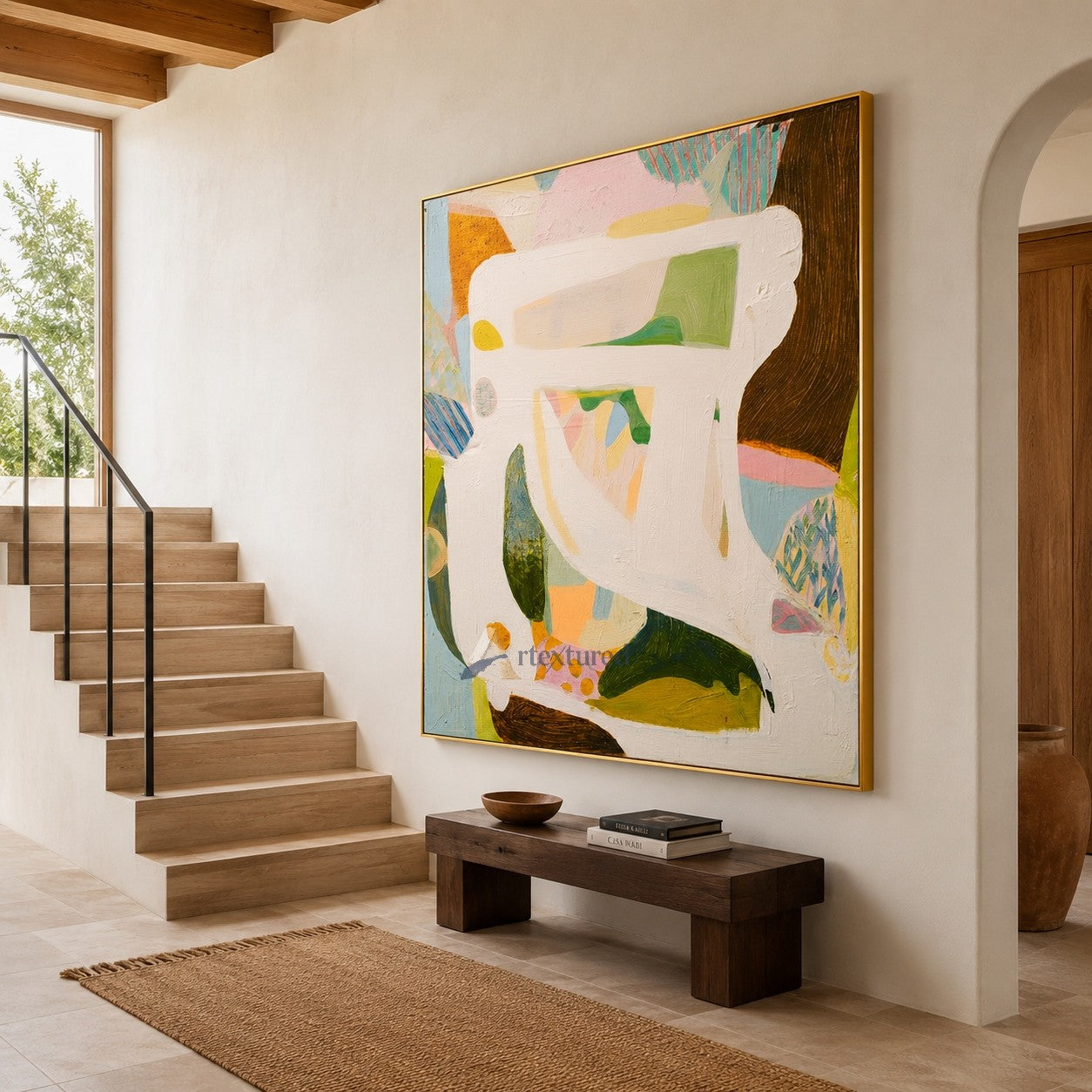 Colorful Abstract Wall Art with Soft Pastel Shapes#CI260434