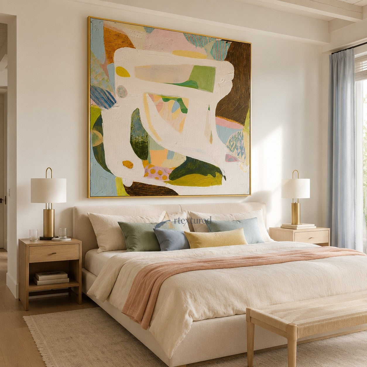 Colorful Abstract Wall Art with Soft Pastel Shapes#CI260434
