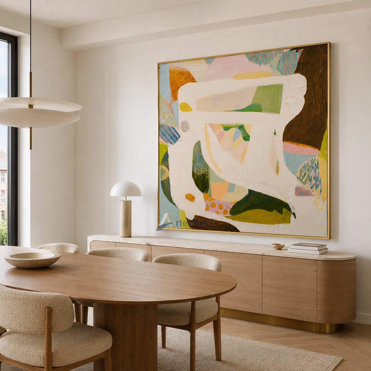 Colorful Abstract Wall Art with Soft Pastel Shapes#CI260434