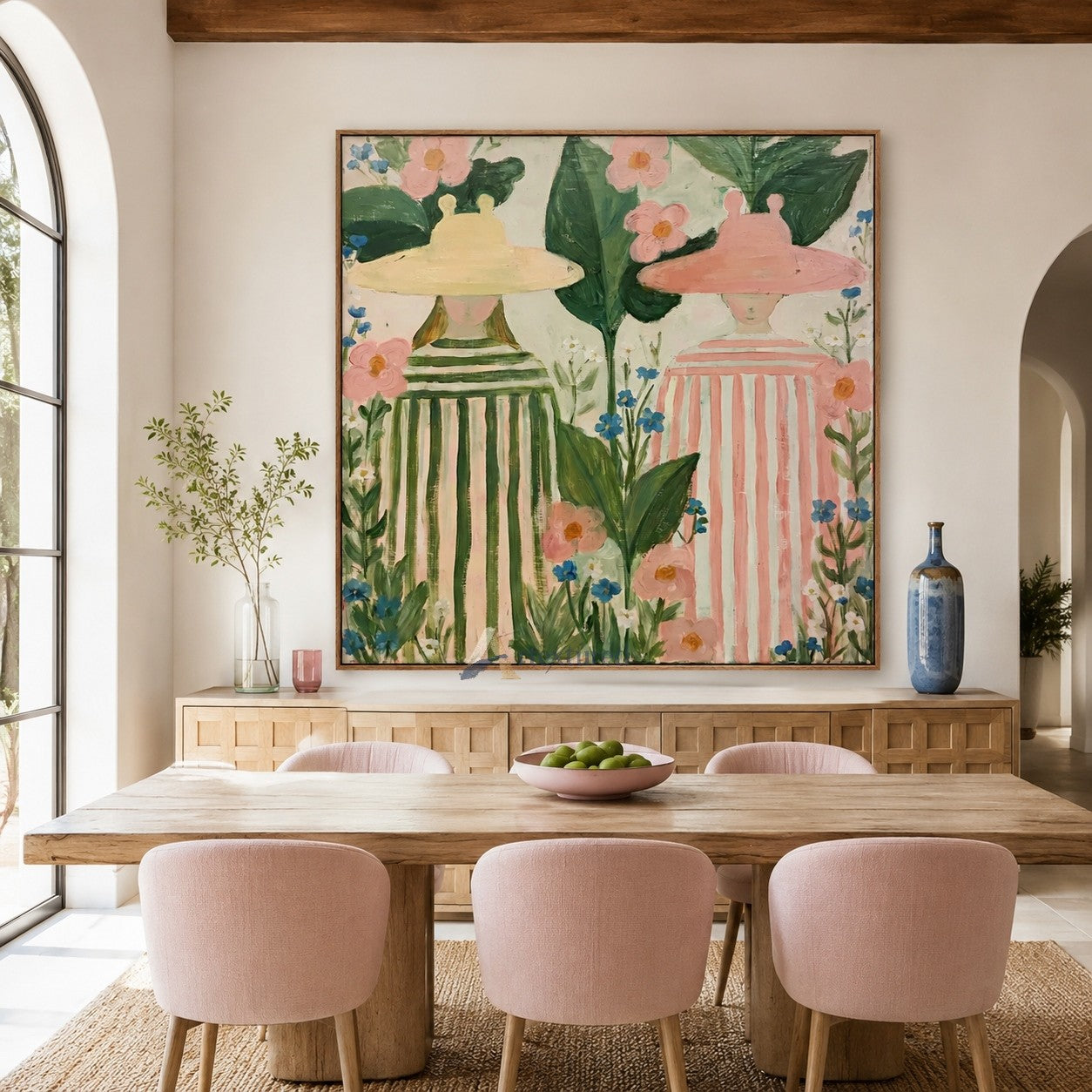 Vintage Floral Figure Wall Art with Garden Ladies#CI260439