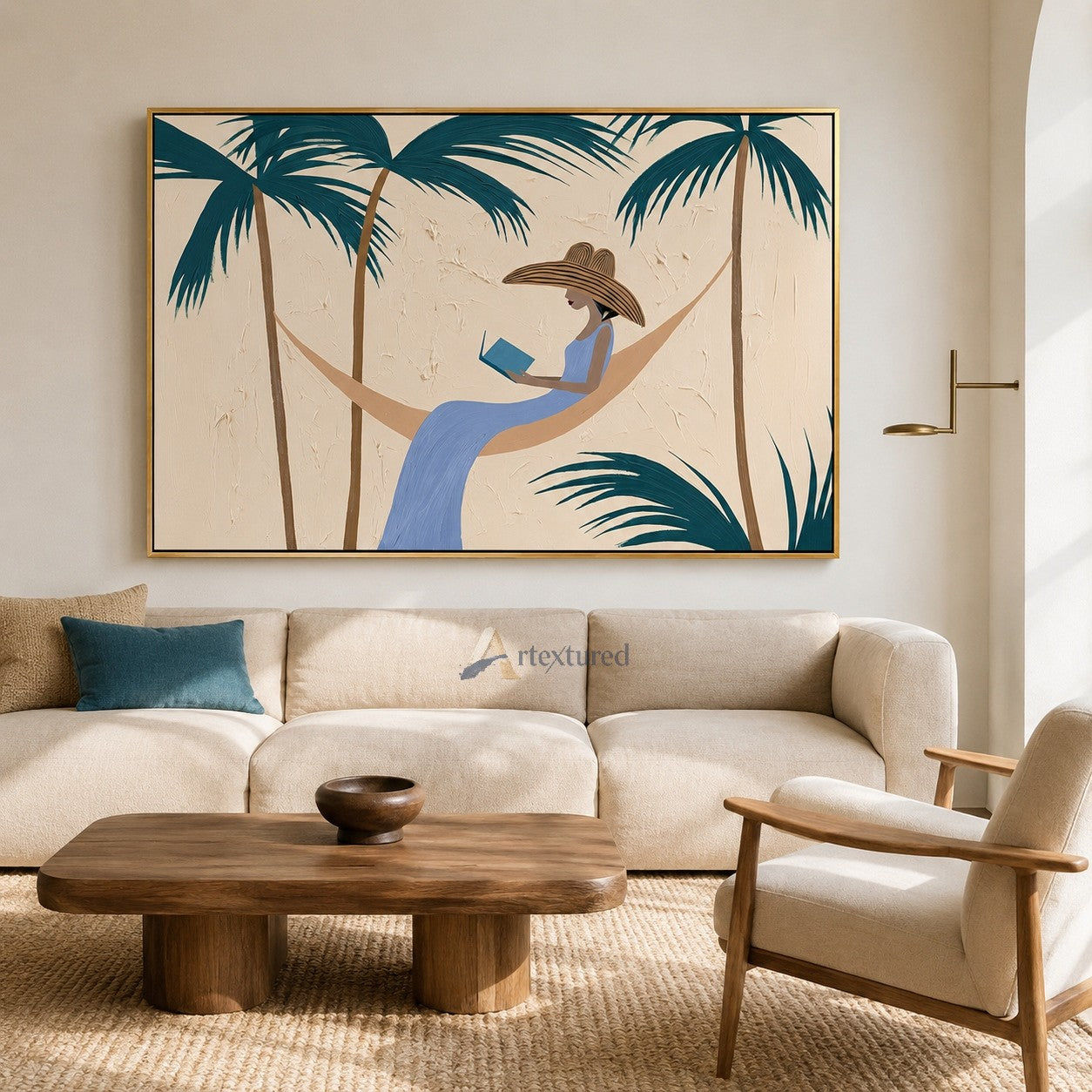 Tropical Reading Wall Art with Palm Trees#CI260440