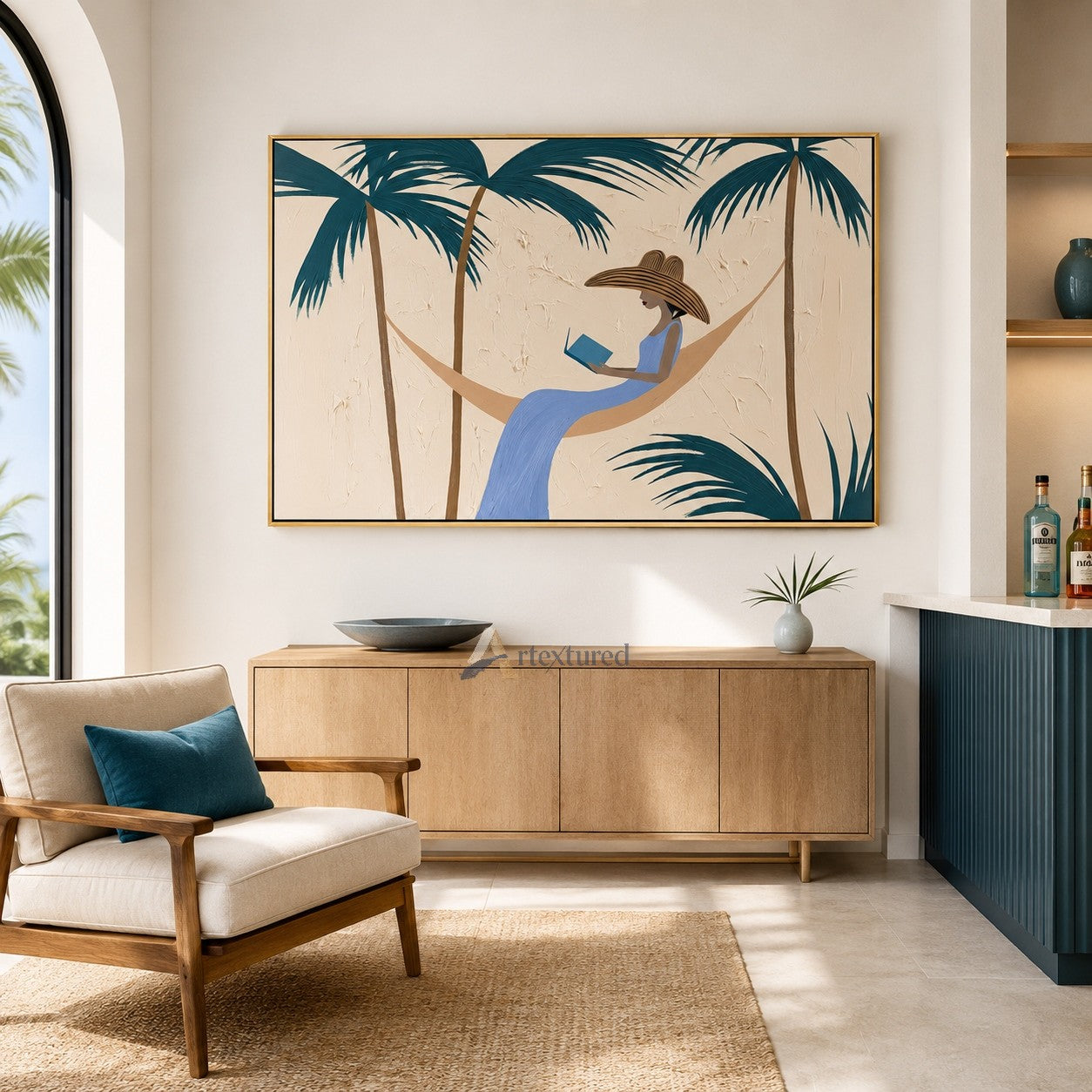 Tropical Reading Wall Art with Palm Trees#CI260440