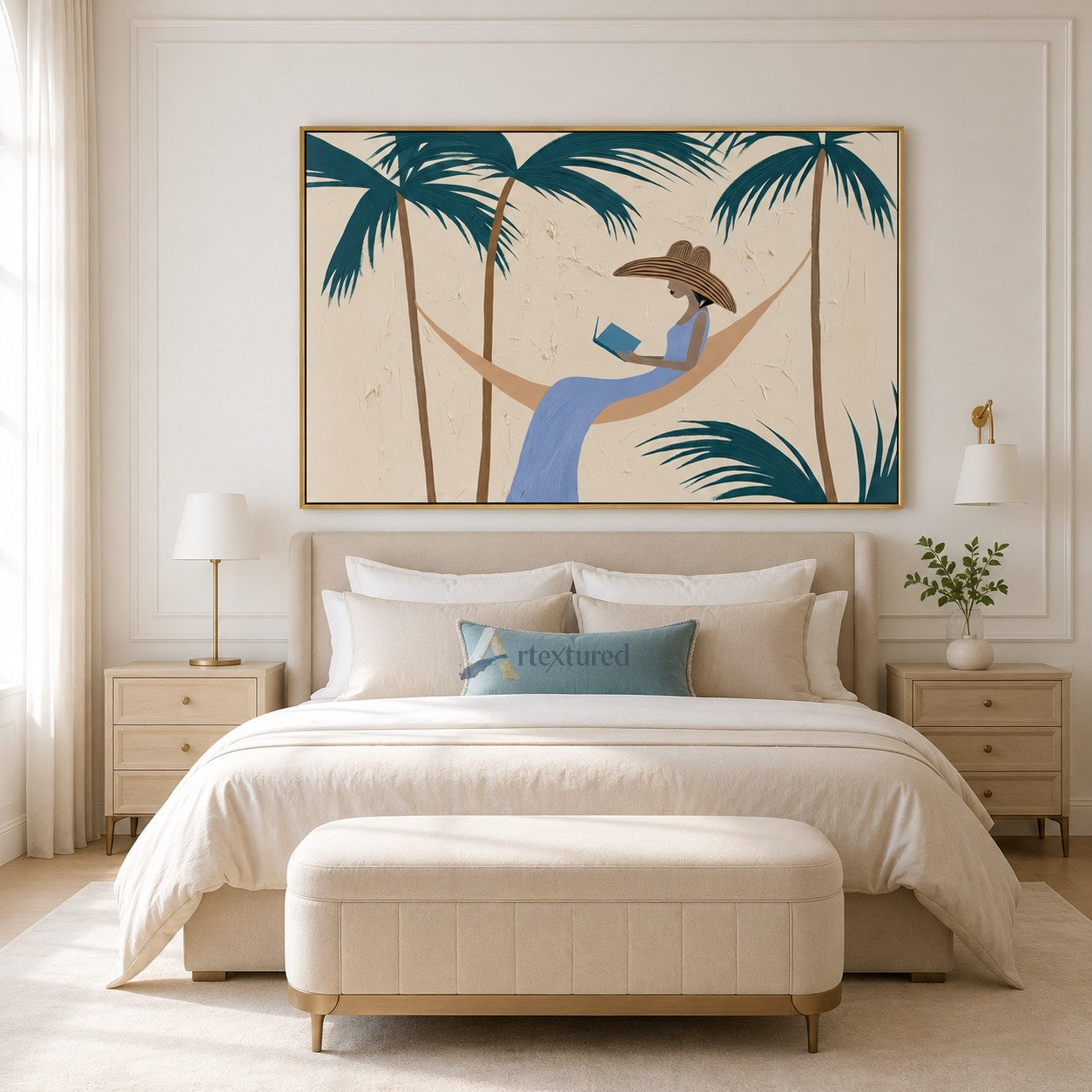 Tropical Reading Wall Art with Palm Trees#CI260440