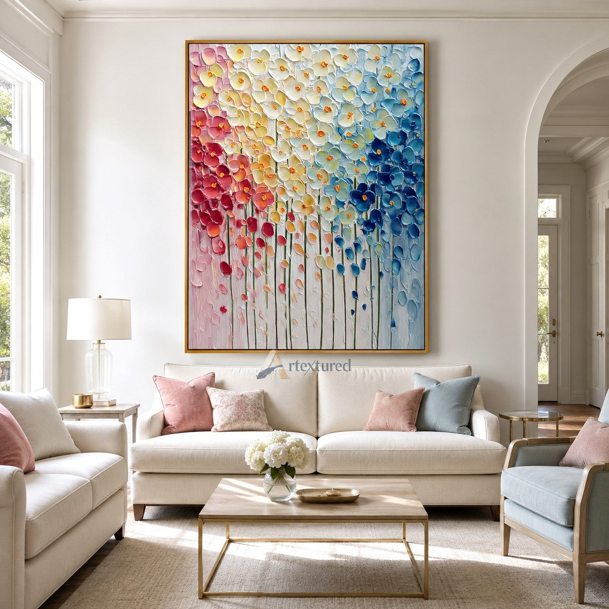 Colorful 3D Floral Wall Art with Textured Flowers#CI260441
