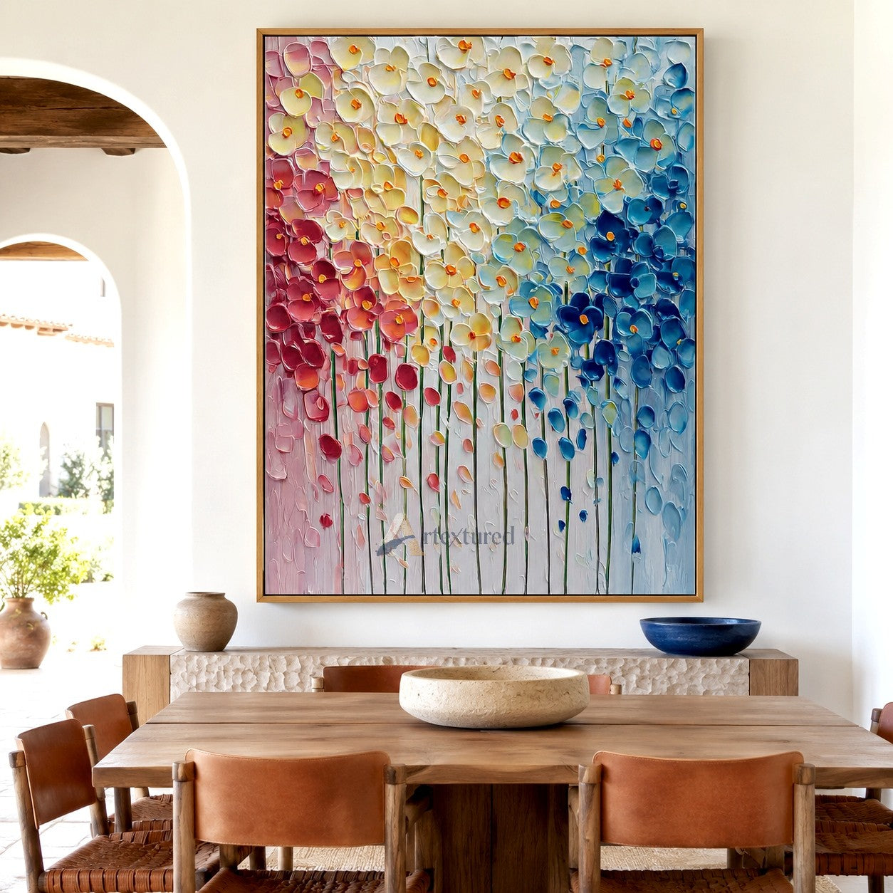 Colorful 3D Floral Wall Art with Textured Flowers#CI260441