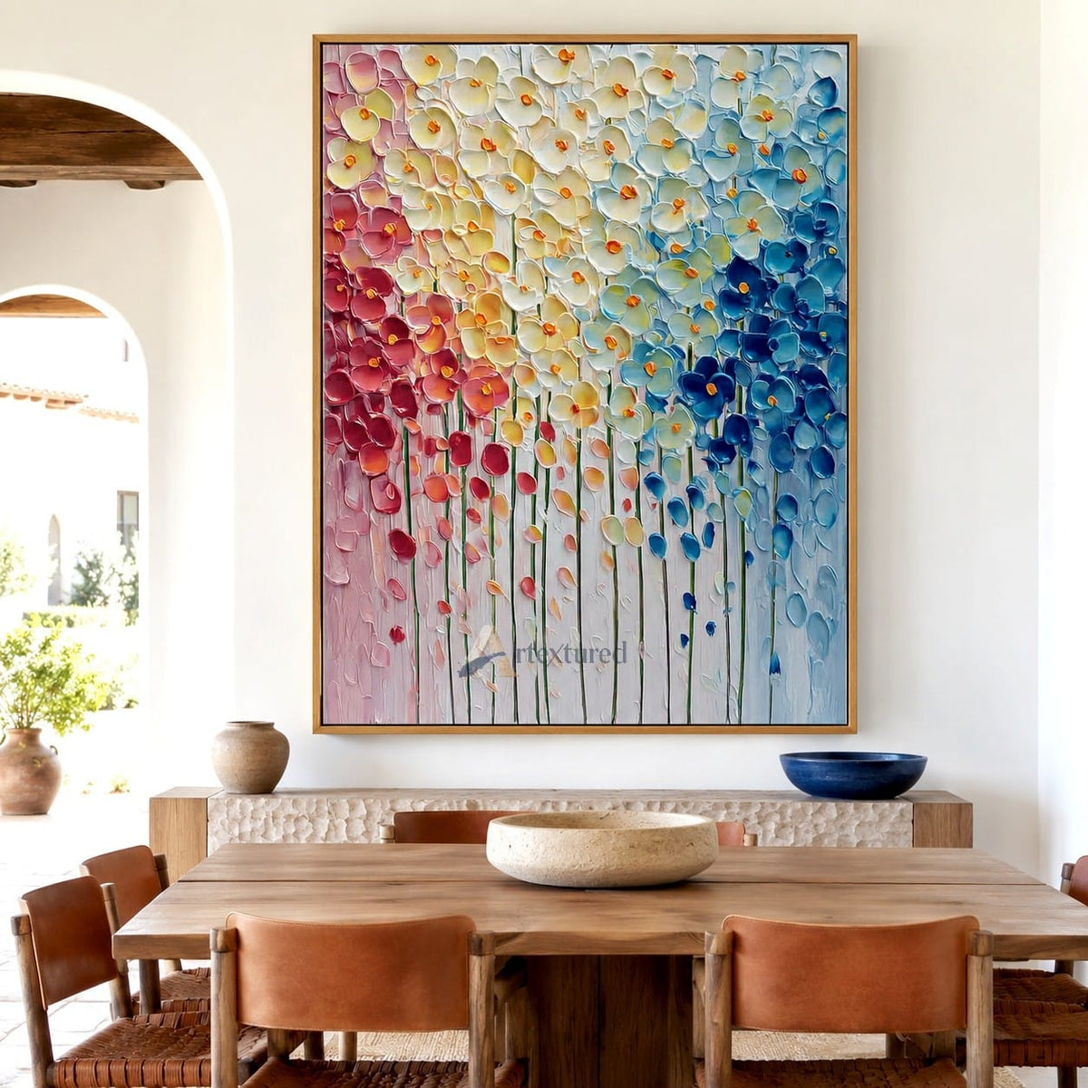 Colorful 3D Floral Wall Art with Textured Flowers#CI260441