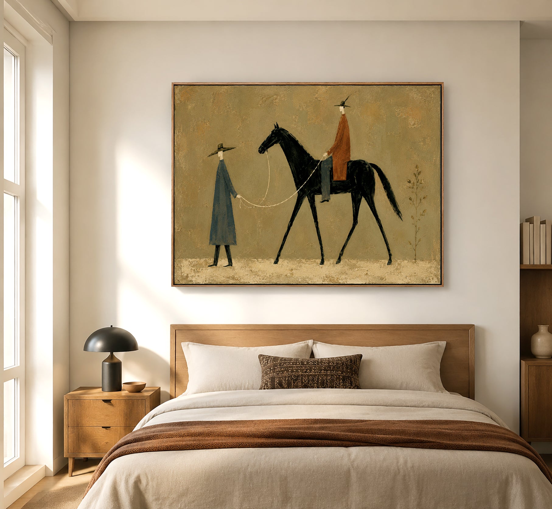 The Way Forward – Vintage Black Horse Western Painting#CI260476
