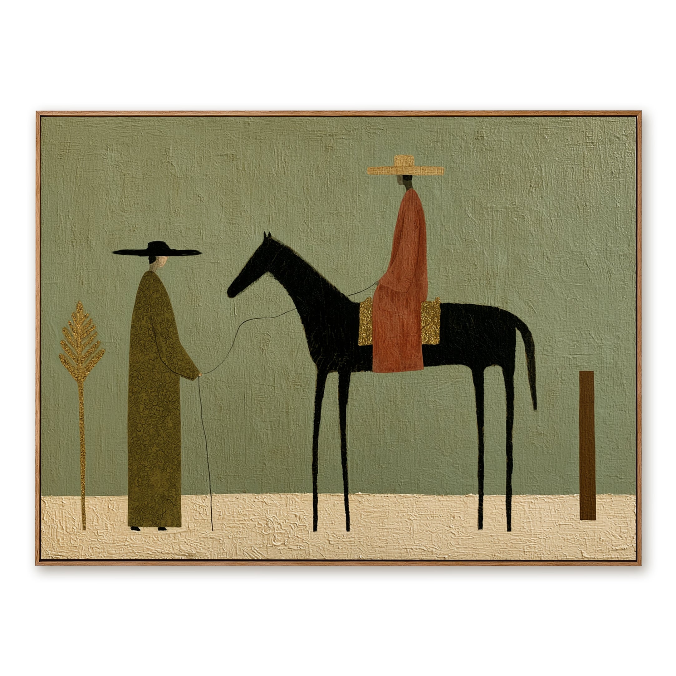 The Quiet Crossing – Southwest Black Horse Folk Art#CI260477