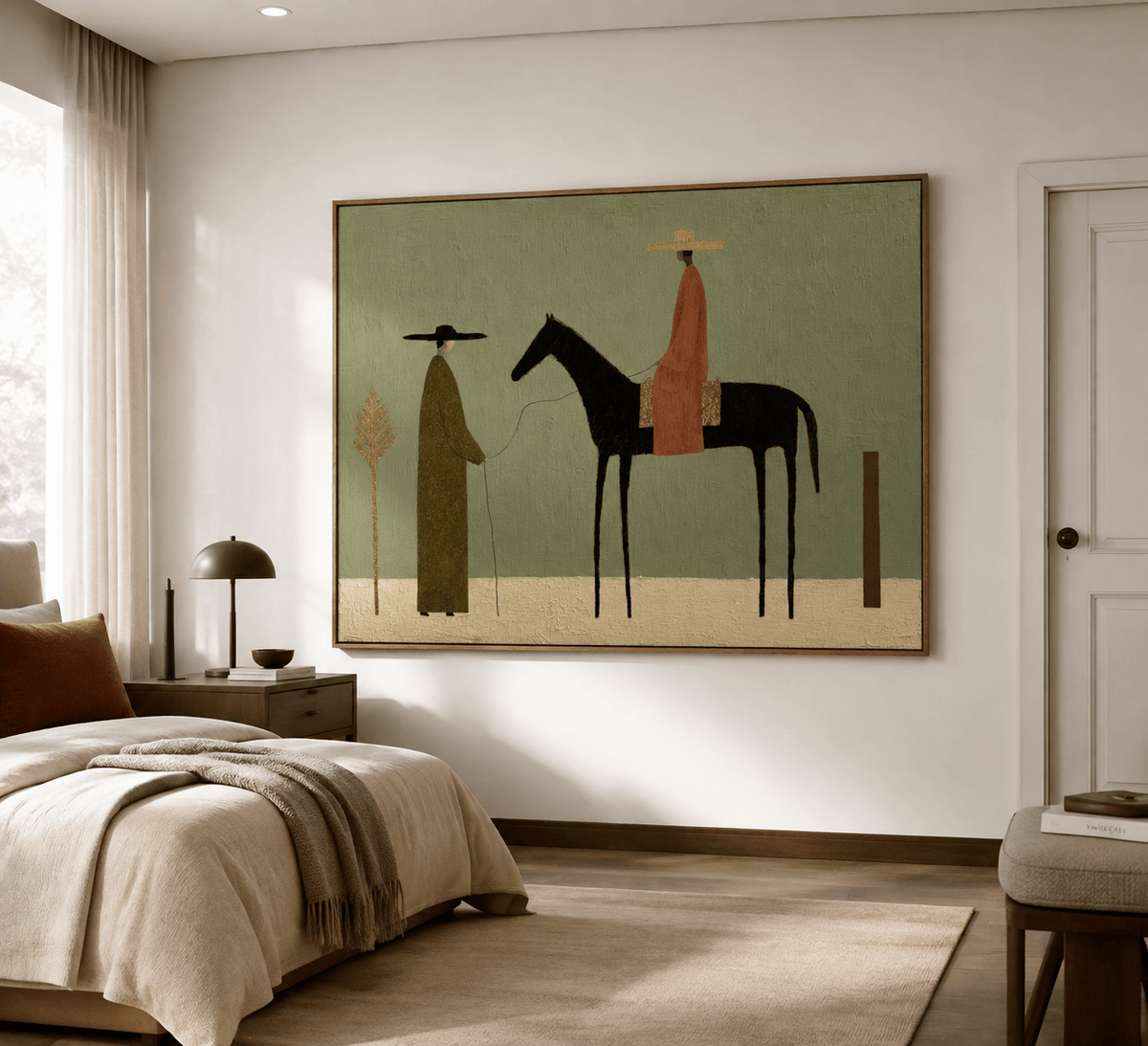 The Quiet Crossing – Southwest Black Horse Folk Art#CI260477