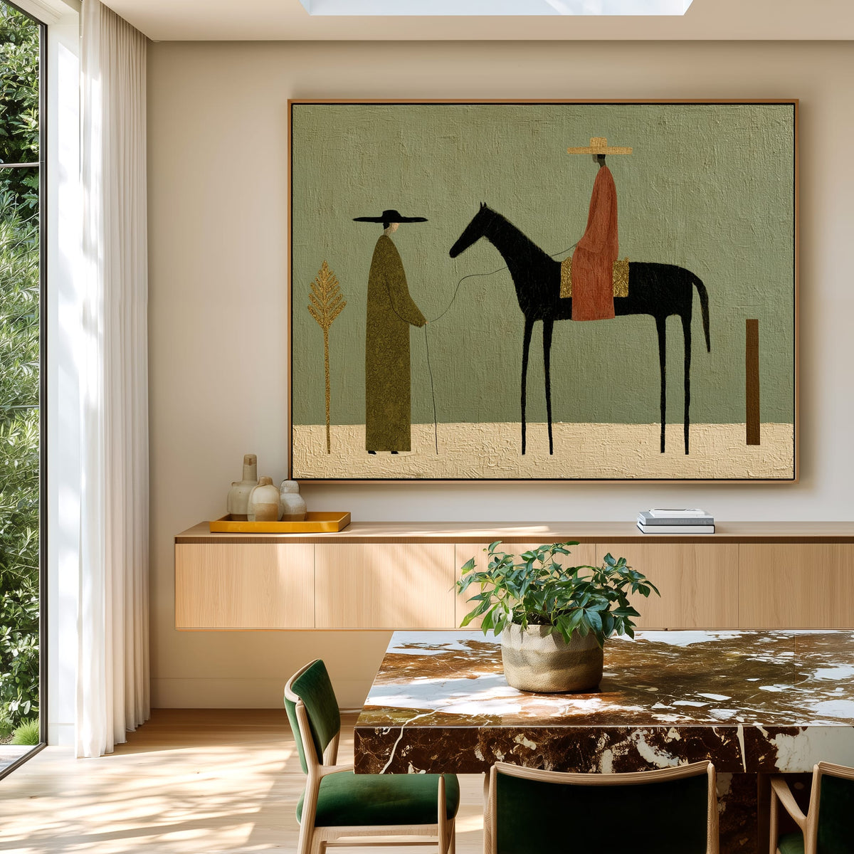 The Quiet Crossing – Southwest Black Horse Folk Art#CI260477