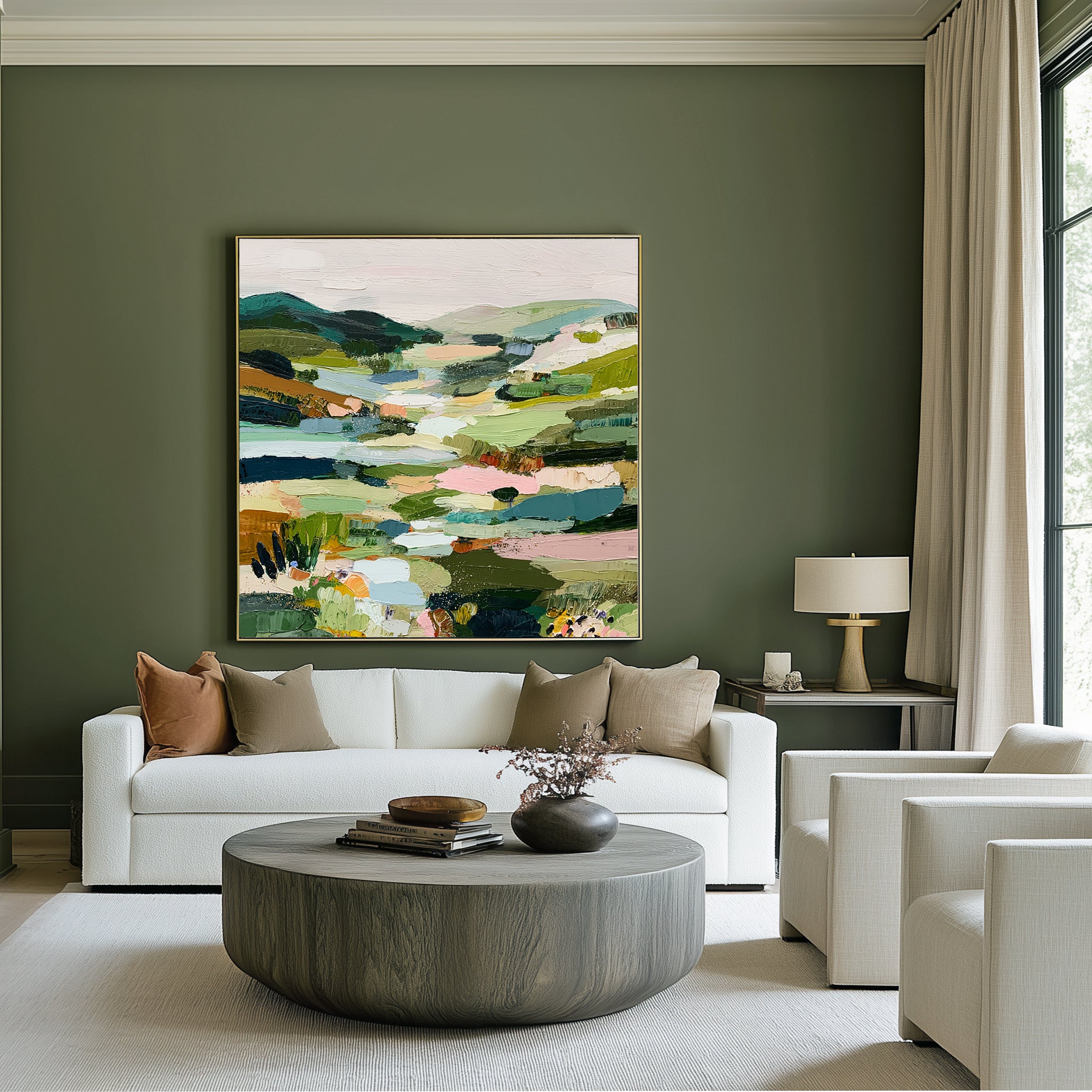 Verdant Valley – Colorful Abstract Landscape Painting#CI260478