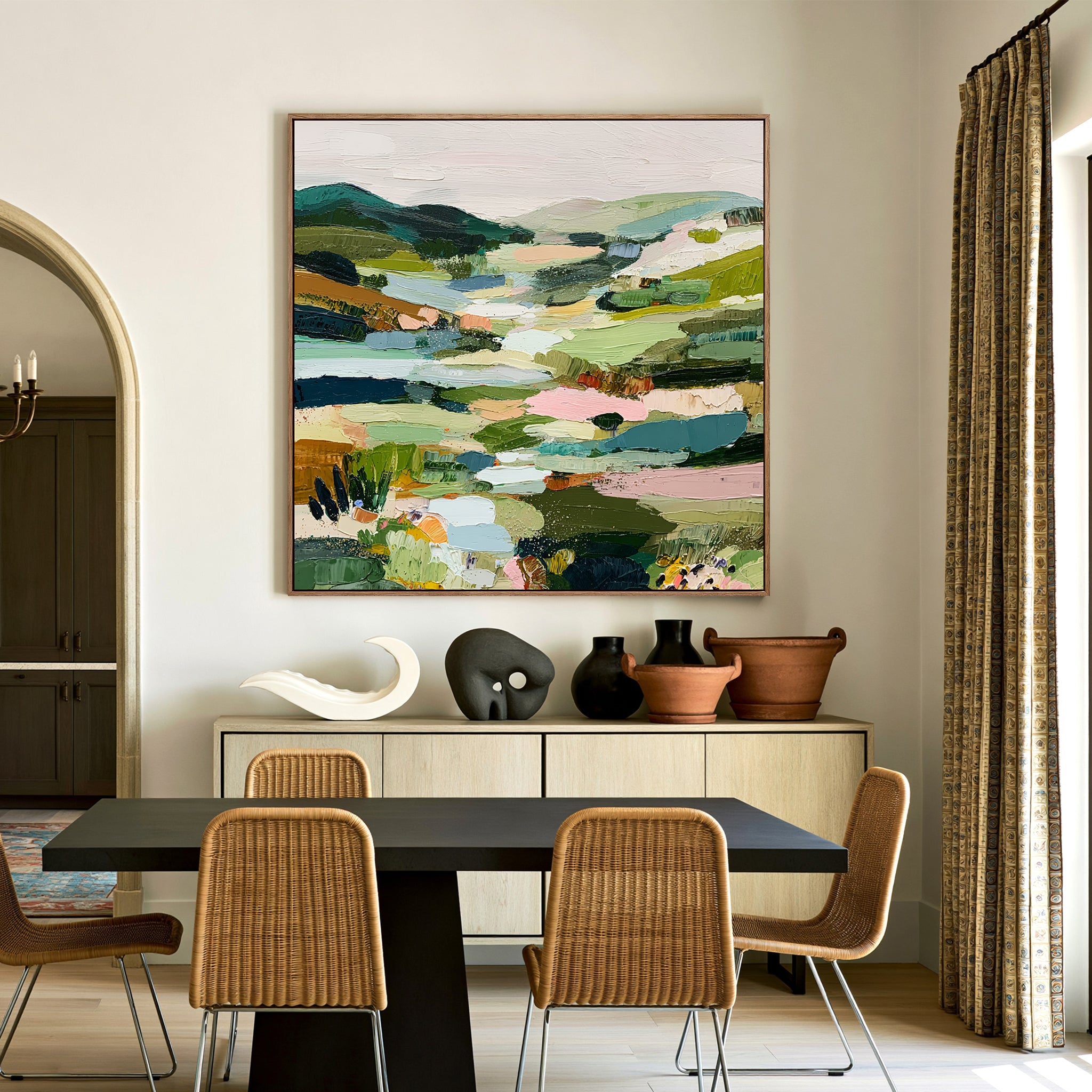 Verdant Valley – Colorful Abstract Landscape Painting#CI260478